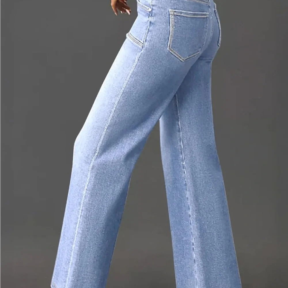 Women's Light Blue Flare Jeans - Picture 7 of 12